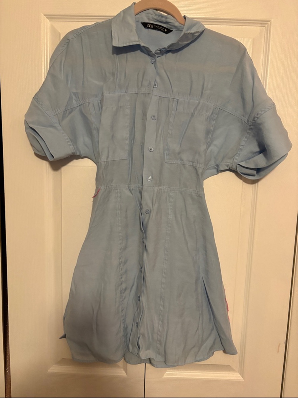 Zara Light Blue Short Sleeve Shirt Dress